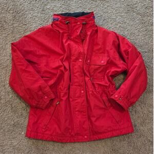 Eddie Bauer gore tex hooded vintage red gropcore insulated jacket 90s womens L